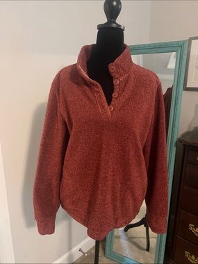 Eddie Bauer Rust Button-Front Funnel Neck Sweater